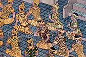 Detail from a mural painting with a 'Ramakien' motif - Thai version of the Indian Ramayana - from the temple complex of the Emerald Buddha, Bangkok (late 18th century) 